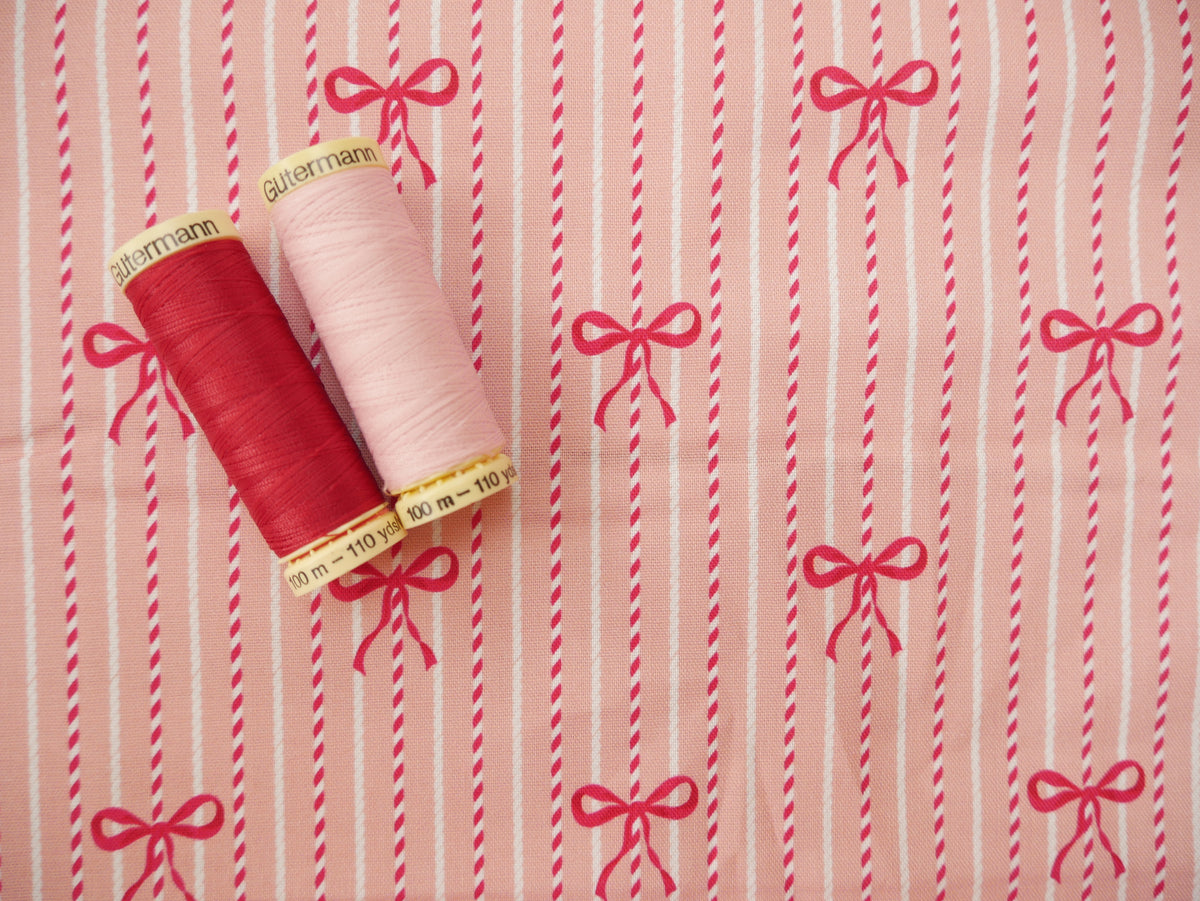 Baubles &amp; Bows Printed Cotton, Bow Stripe, £7.80 p/m-Cotton Fabric-Flying Bobbins Haberdashery