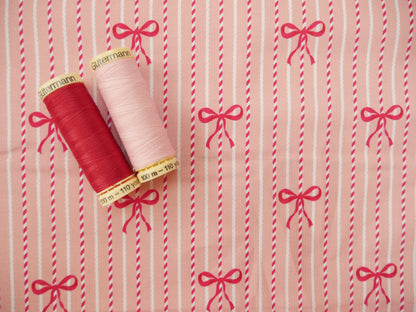 Baubles &amp; Bows Printed Cotton, Bow Stripe, £7.80 p/m-Cotton Fabric-Flying Bobbins Haberdashery