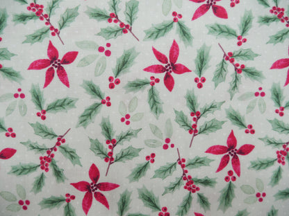 Merry Little Robin Printed Cotton, Sage Foliage, £7.80 p/m-Cotton Fabric-Flying Bobbins Haberdashery