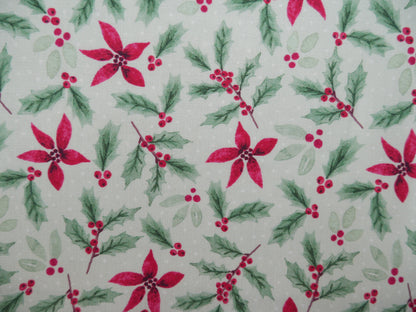 Merry Little Robin Printed Cotton, Sage Foliage, £7.80 p/m-Cotton Fabric-Flying Bobbins Haberdashery