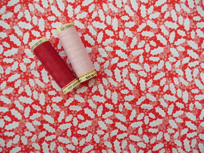 Baubles &amp; Bows Printed Cotton, Festive Holly, £7.80 p/m-Cotton Fabric-Flying Bobbins Haberdashery