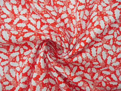 Baubles &amp; Bows Printed Cotton, Festive Holly, £7.80 p/m-Cotton Fabric-Flying Bobbins Haberdashery