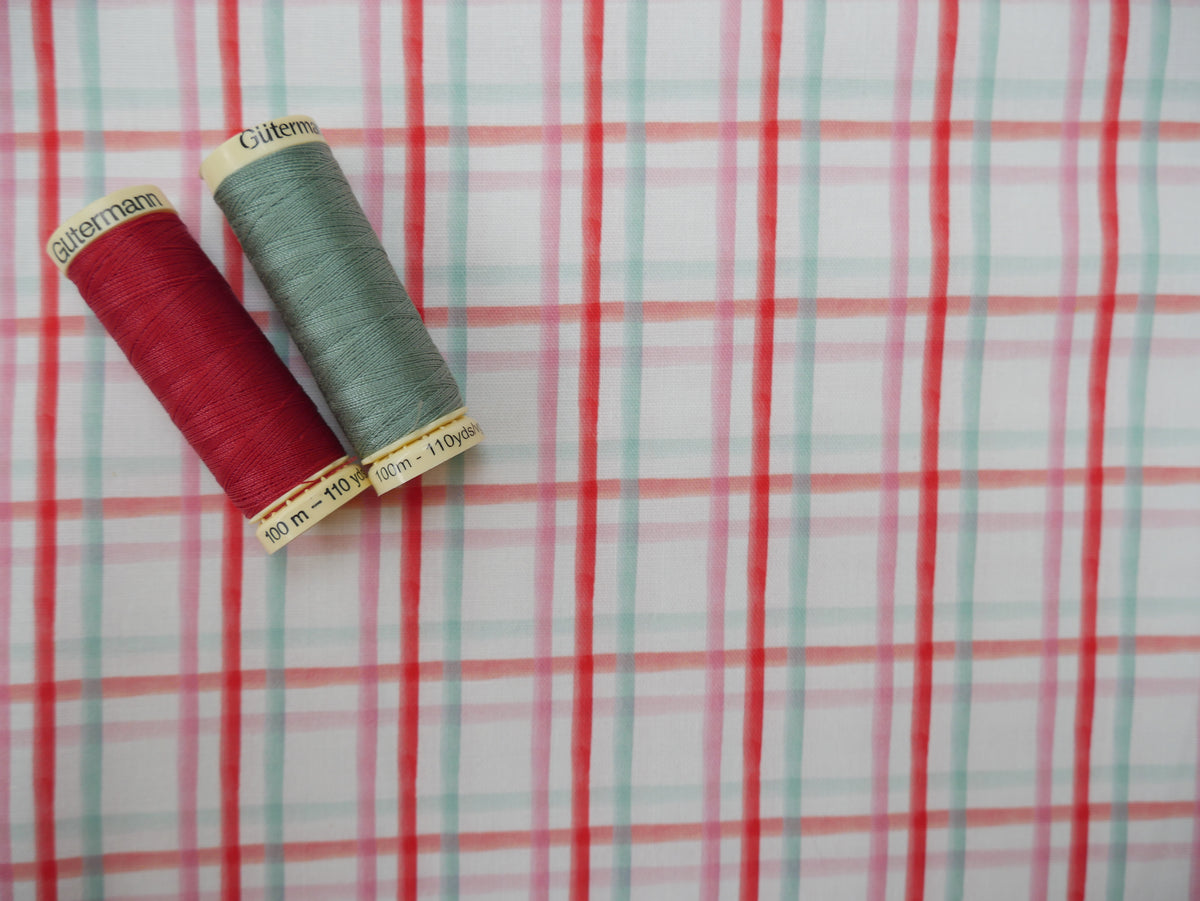 Baubles &amp; Bows Printed Cotton, Watercolour Check, £7.80 p/m-Cotton Fabric-Flying Bobbins Haberdashery