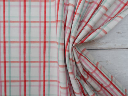 Baubles &amp; Bows Printed Cotton, Watercolour Check, £7.80 p/m-Cotton Fabric-Flying Bobbins Haberdashery