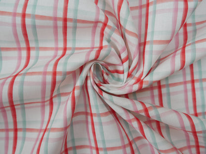 Baubles &amp; Bows Printed Cotton, Watercolour Check, £7.80 p/m-Cotton Fabric-Flying Bobbins Haberdashery