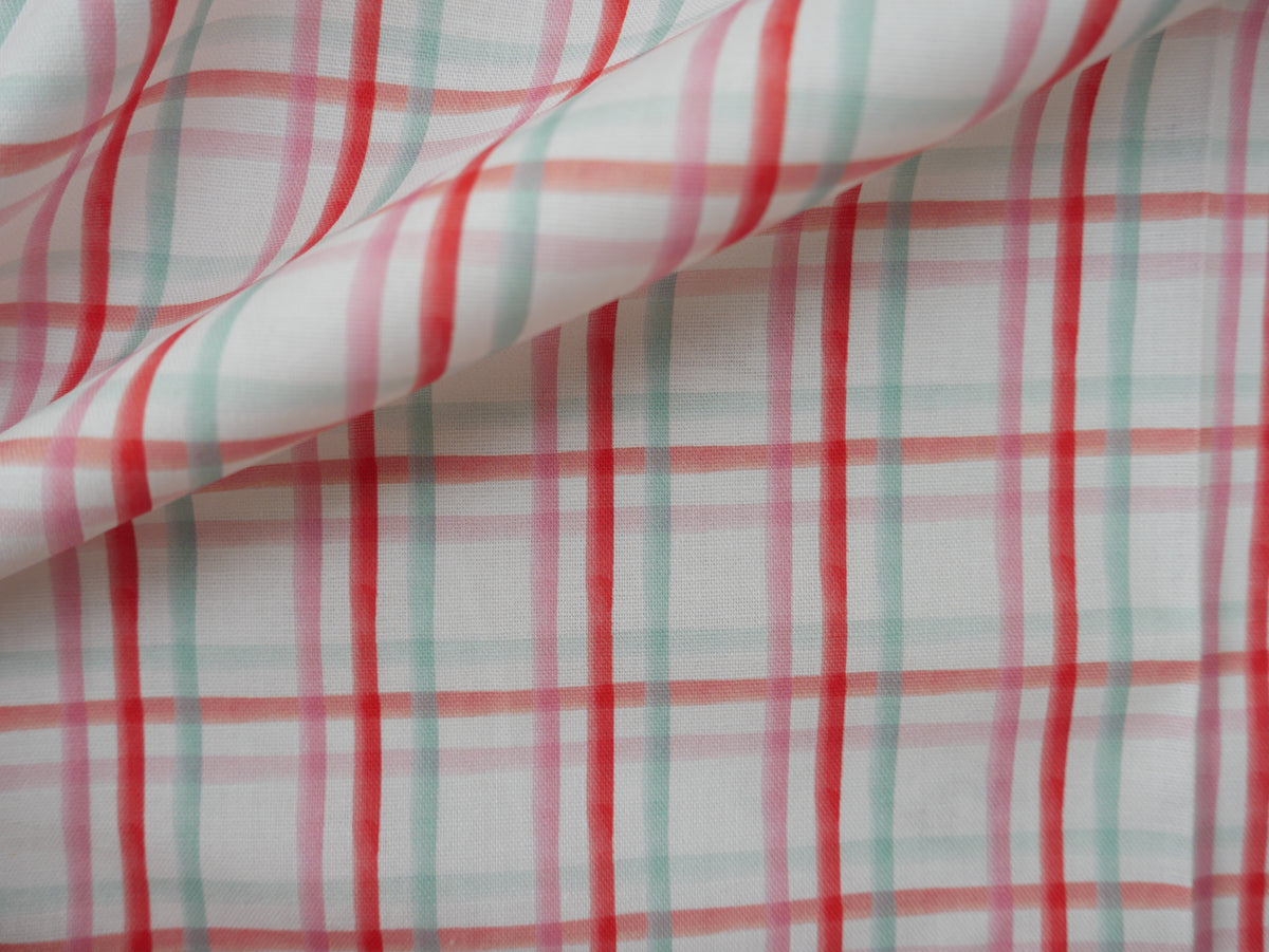 Baubles &amp; Bows Printed Cotton, Watercolour Check, £7.80 p/m-Cotton Fabric-Flying Bobbins Haberdashery