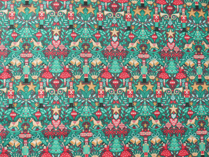 The Nutcracker by Makower, Sugar Plum in Green, £14.00 pm-Cotton Fabric-Flying Bobbins Haberdashery