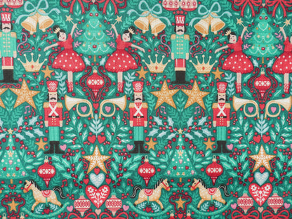 The Nutcracker by Makower, Sugar Plum in Green, £14.00 pm-Cotton Fabric-Flying Bobbins Haberdashery