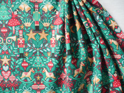 The Nutcracker by Makower, Sugar Plum in Green, £14.00 pm-Cotton Fabric-Flying Bobbins Haberdashery