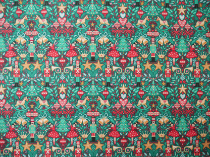 The Nutcracker by Makower, Sugar Plum in Green, £14.00 pm-Cotton Fabric-Flying Bobbins Haberdashery