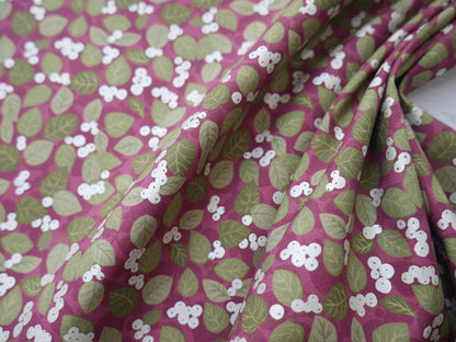 Lewis &amp; Irene Winter Botanicals, Snowberry on Dark Red-Cotton Fabric-Flying Bobbins Haberdashery