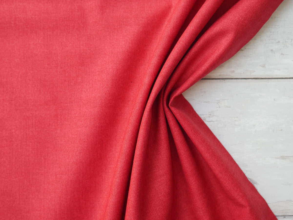 Makower Printed Cotton, Linen Texture in Red, £12.80 pm-Cotton-Flying Bobbins Haberdashery