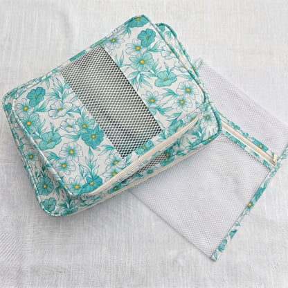 Packing Cube Kit - Blooms in Lagoon-Sewing Kit-Flying Bobbins Haberdashery