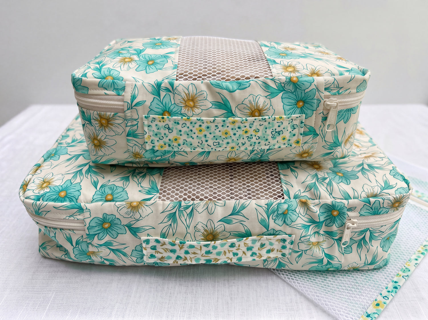 Packing Cube Kit - Blooms in Lagoon-Sewing Kit-Flying Bobbins Haberdashery