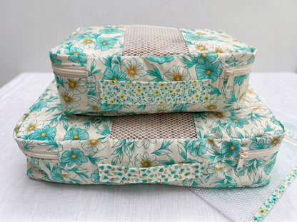 Packing Cube Kit - Blooms in Lagoon-Sewing Kit-Flying Bobbins Haberdashery