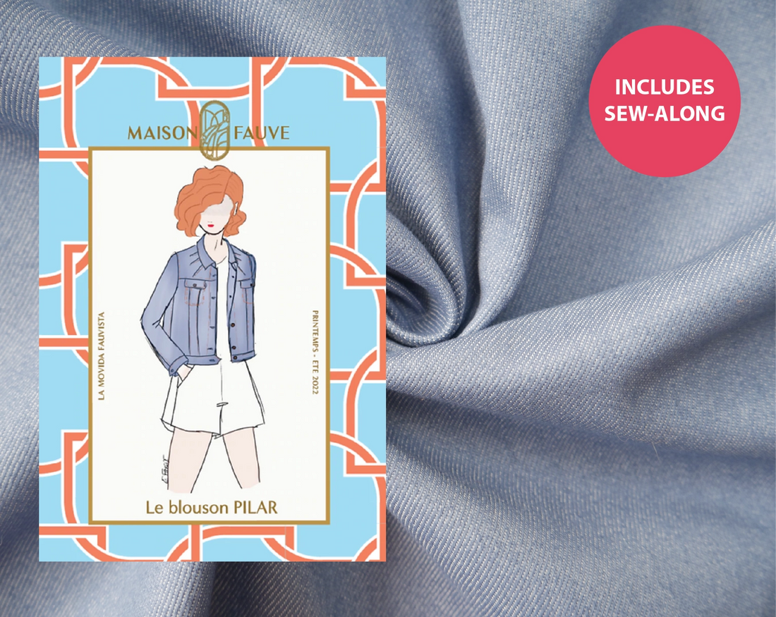 Pilar Jacket Kit - Mid-Blue Denim-Sewing Kit-Flying Bobbins Haberdashery