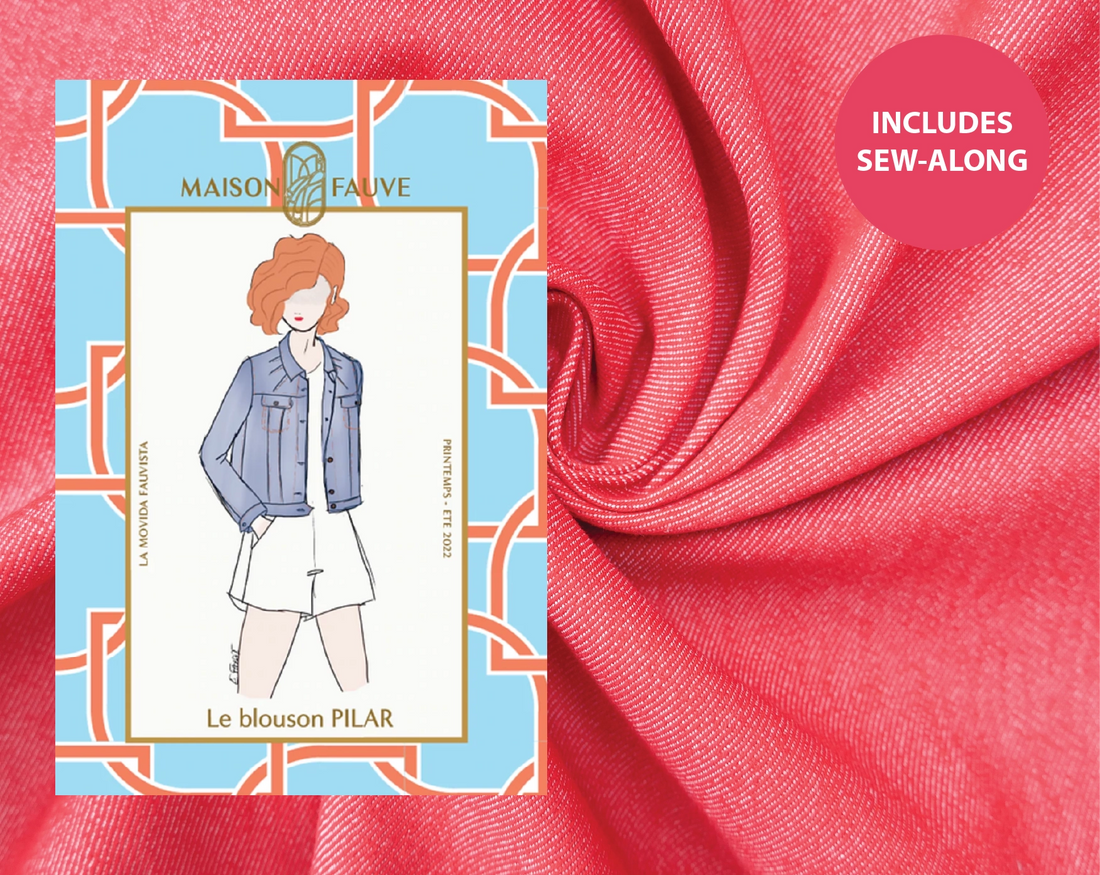 Pilar Jacket Kit - Red Denim-Sewing Kit-Flying Bobbins Haberdashery