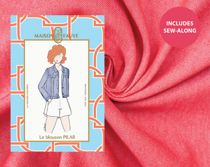 Pilar Jacket Kit - Red Denim-Sewing Kit-Flying Bobbins Haberdashery