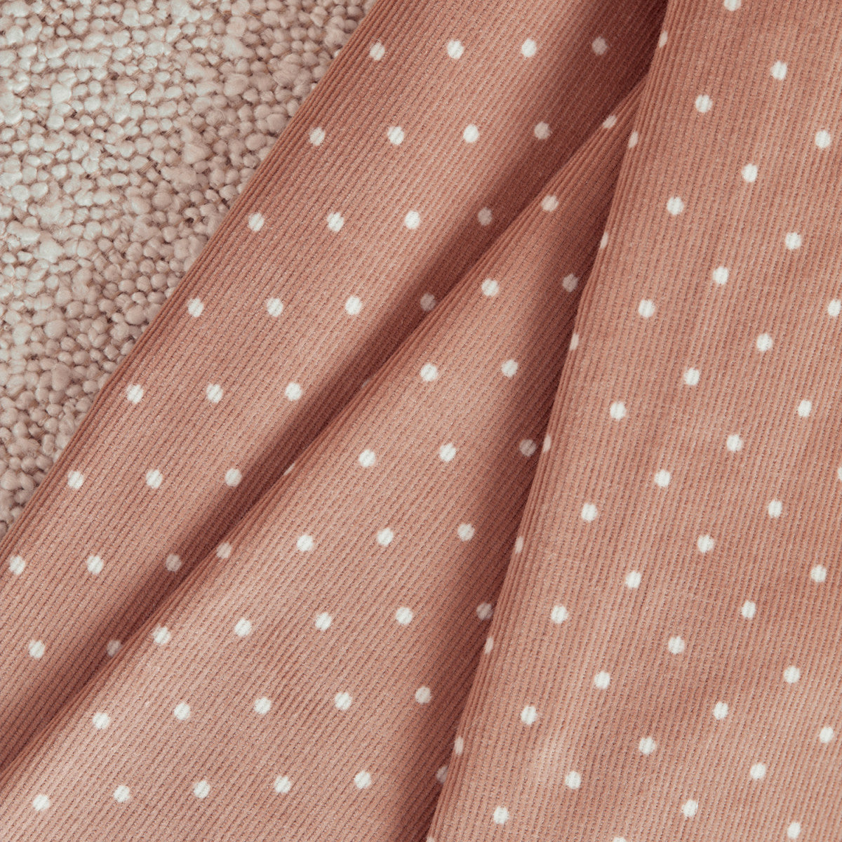 Polka Dot Fine Wale Corduroy Maple Fabric, £19.50 p/m-Corduroy-Flying Bobbins Haberdashery