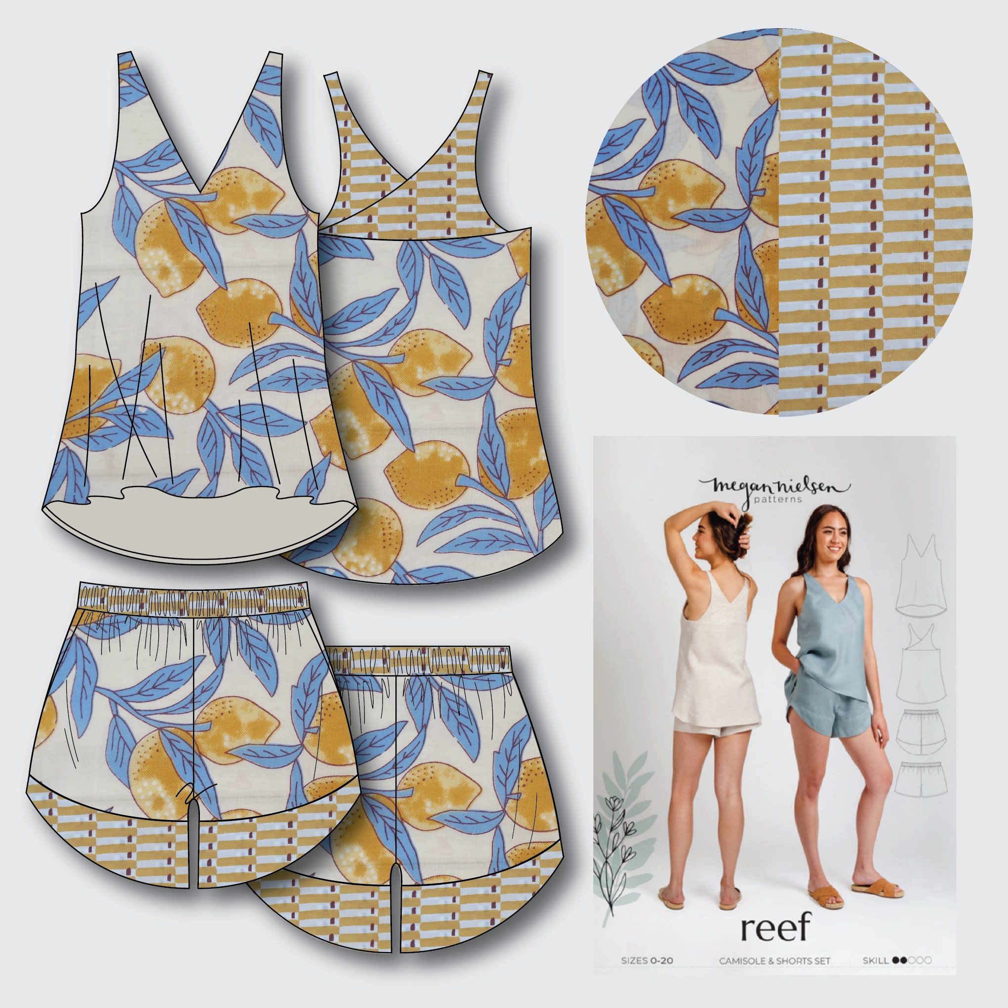Reef Pyjamas Kit - Lemons-Sewing Kit-Flying Bobbins Haberdashery
