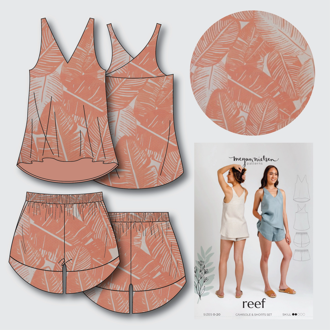 Reef Pyjamas Kit - Feathered Palms-Sewing Kit-Flying Bobbins Haberdashery