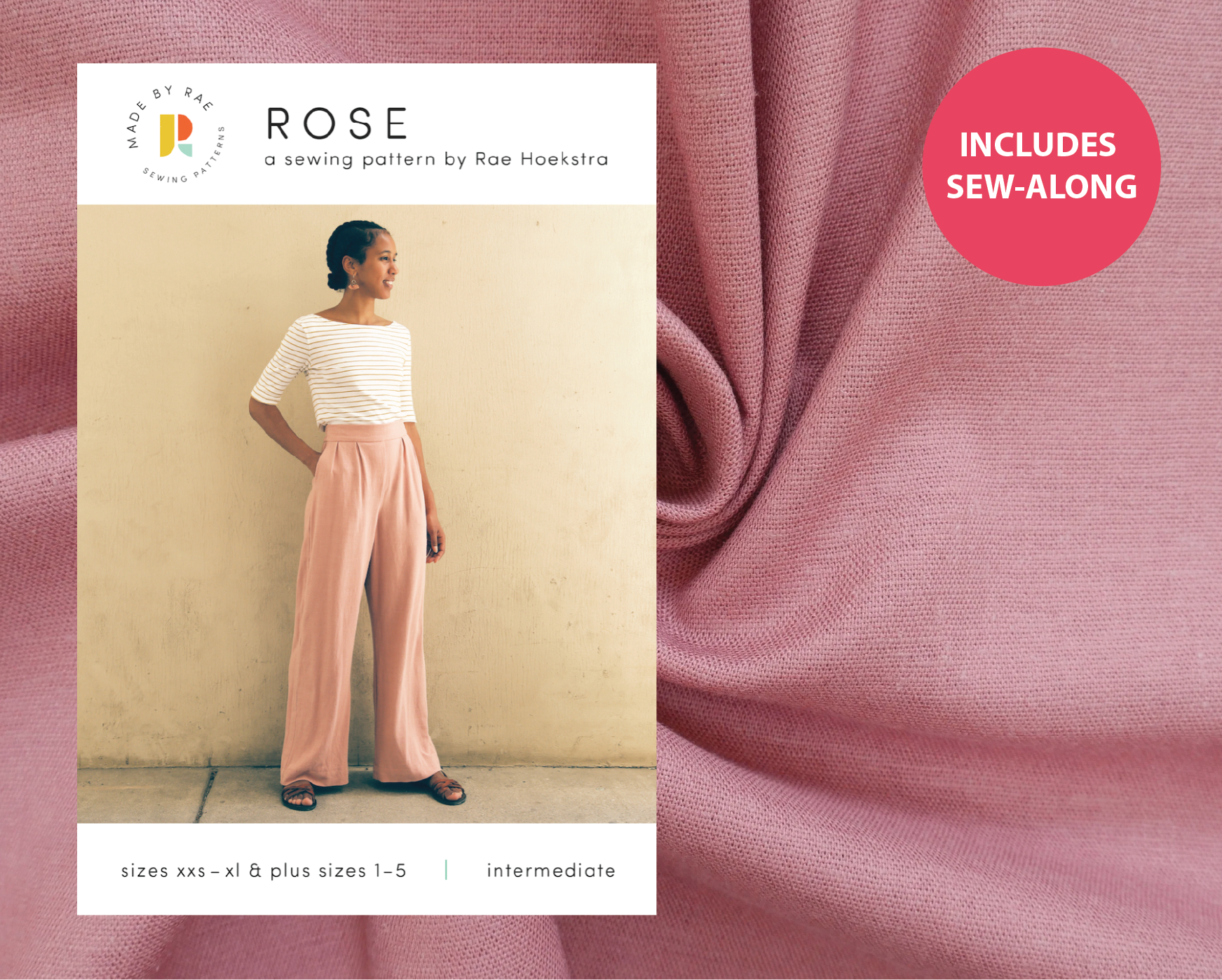 Rose Trousers Kit - Rose Linen Mix Chambray-Sewing Kit-Flying Bobbins Haberdashery