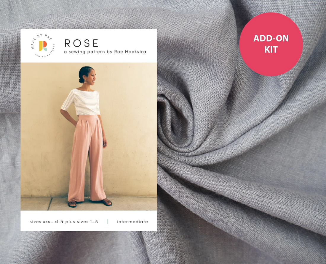 Heather/Rose Suit Add-On, Washed Linen in Cornflower-Sewing Kit-Flying Bobbins Haberdashery