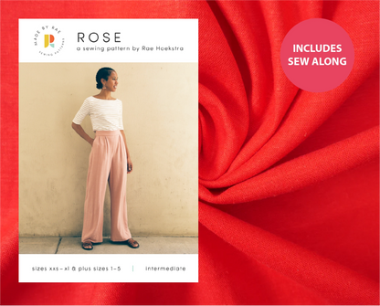 Rose Trousers Kit - Red Linen Mix Chambray-Sewing Kit-Flying Bobbins Haberdashery