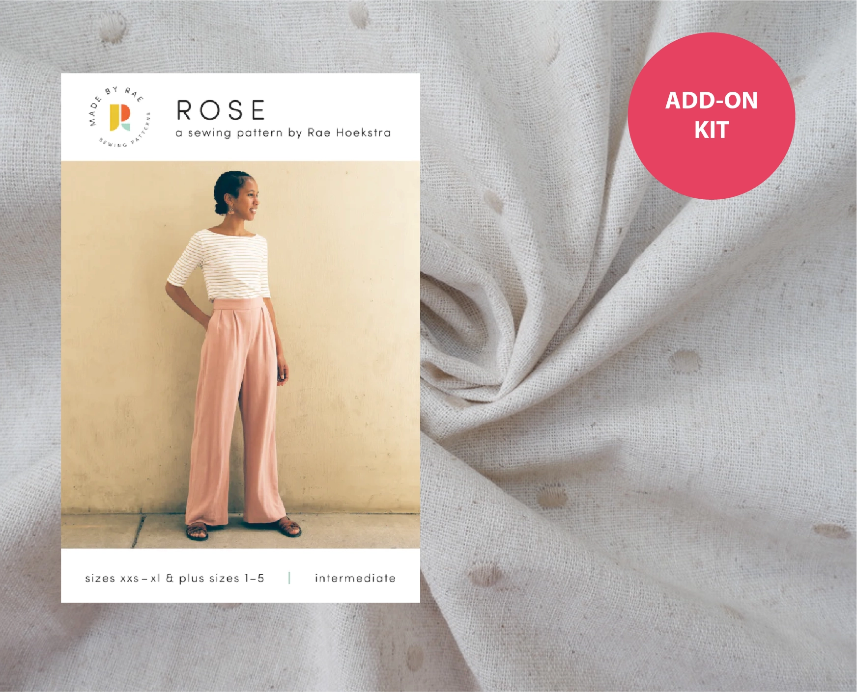 Heather/Rose Suit Add-On, Embroidered Linen Viscose-Sewing Kit-Flying Bobbins Haberdashery