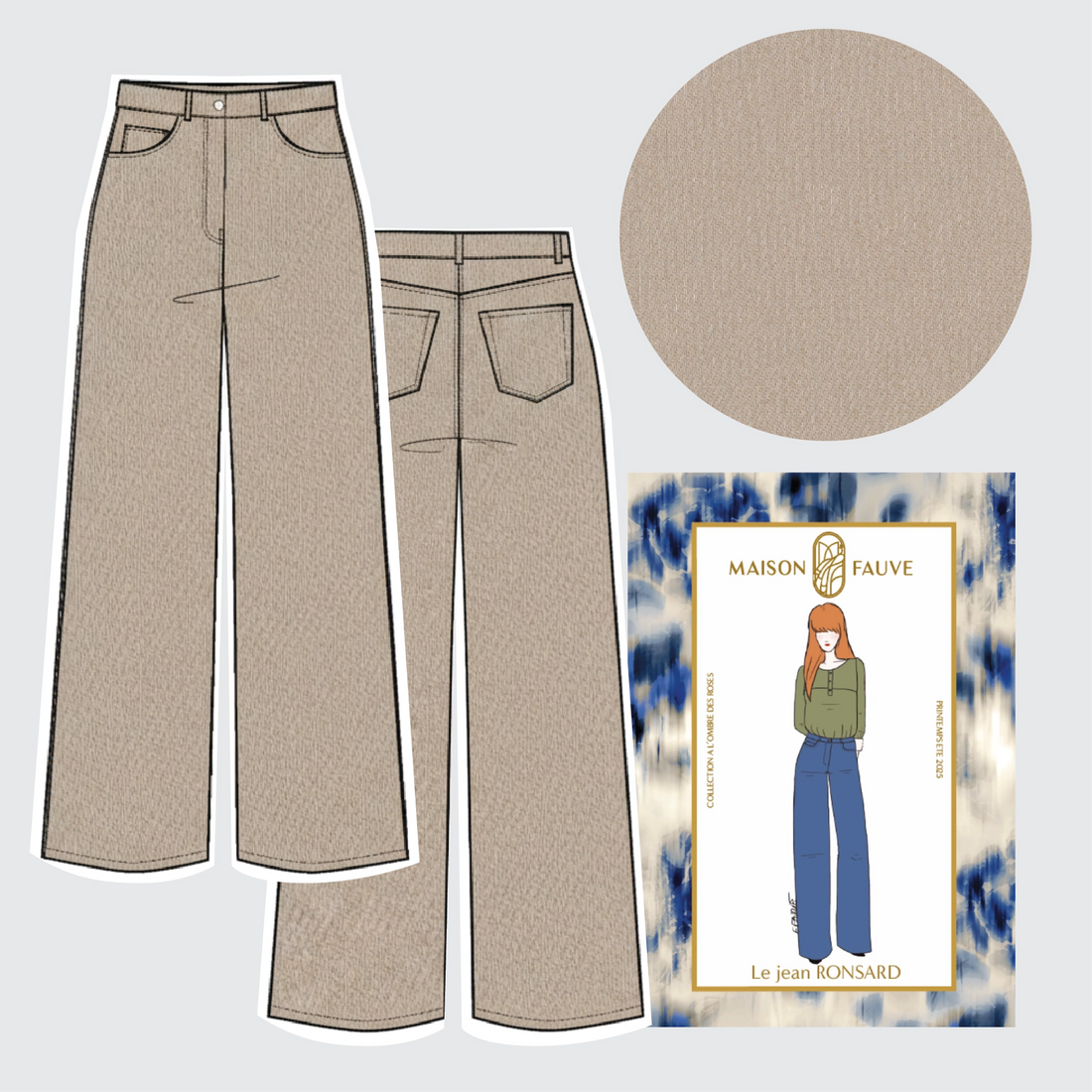 Ronsard Jeans Kit - Sand Denim-Sewing Kit-Flying Bobbins Haberdashery