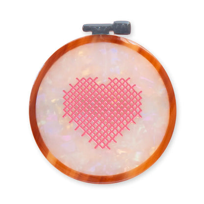 Sarah Hearts Cross Stitch Hoop Barrette-Gift Box-Flying Bobbins Haberdashery