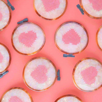 Sarah Hearts Cross Stitch Hoop Barrette-Gift Box-Flying Bobbins Haberdashery