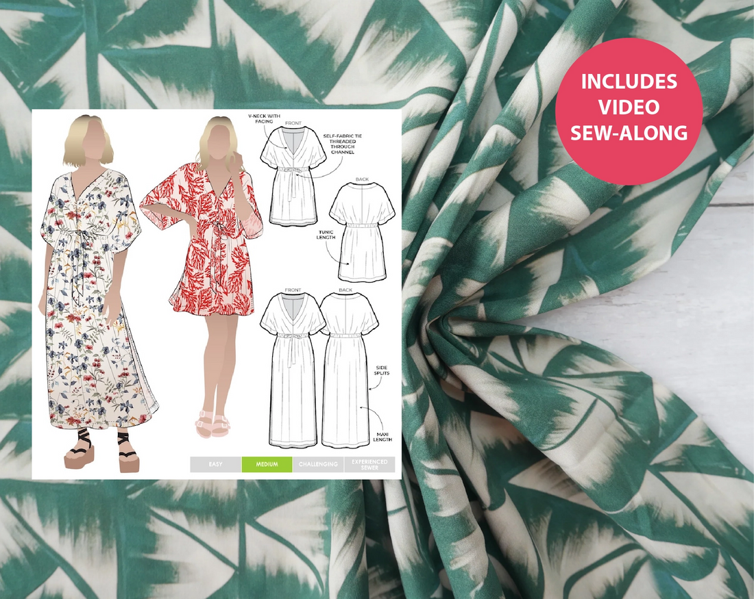 Summer Cover-Up Kit - Radiance Palm Viscose-Sewing Kit-Flying Bobbins Haberdashery