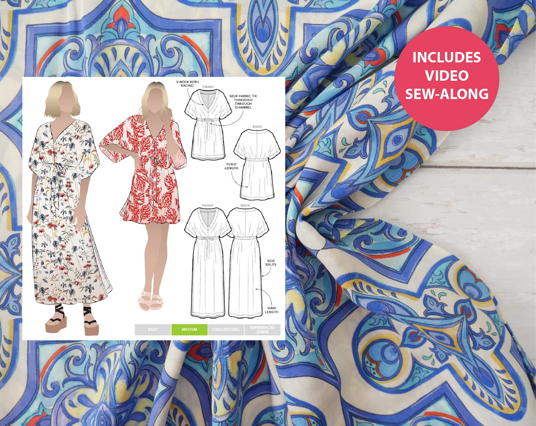 Summer Cover-Up Kit - Greek Plaza Viscose Lawn-Sewing Kit-Flying Bobbins Haberdashery