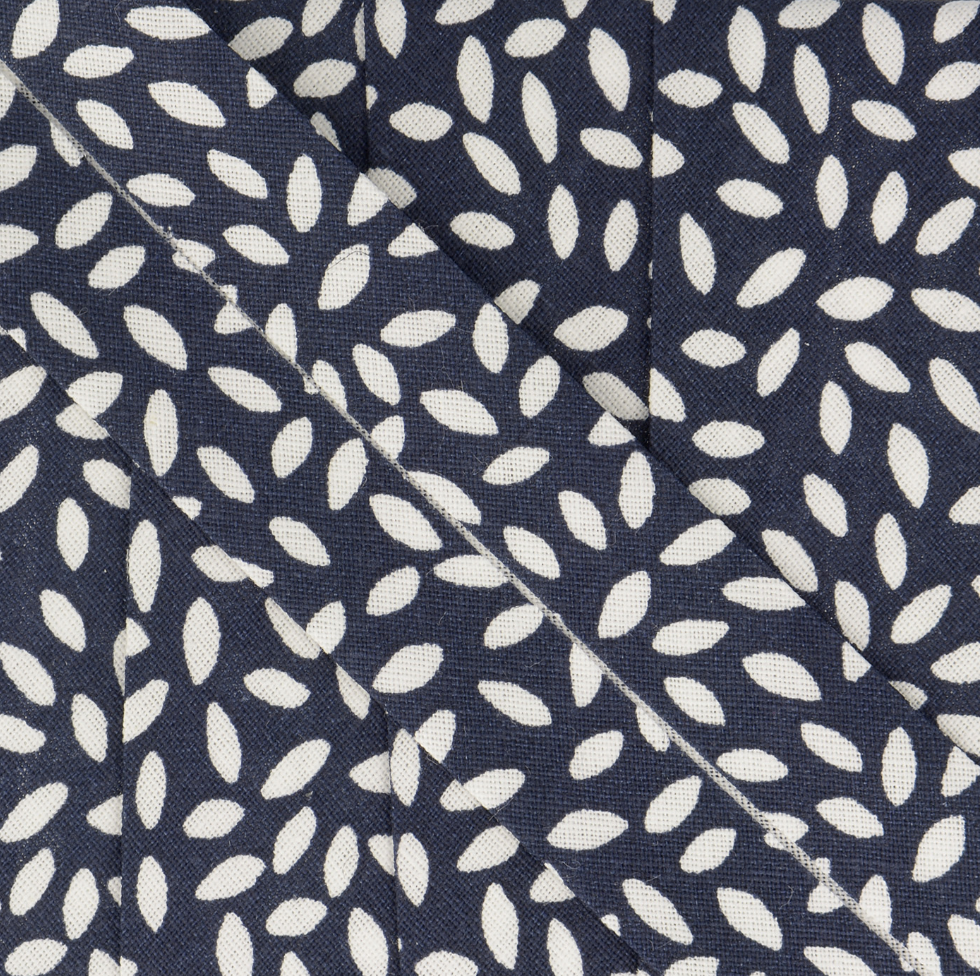 Leaves Print Cotton Bias Binding 27mm - Navy Blue-Binding-Flying Bobbins Haberdashery