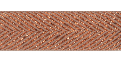 Chevron Sparkle Satin Ribbon, 25mm - Copper/Oatmeal-Ribbon-Flying Bobbins Haberdashery