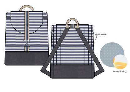The Flying Bobbins Honey Backpack Making Kit - Stripe-Sewing Kit-Flying Bobbins Haberdashery