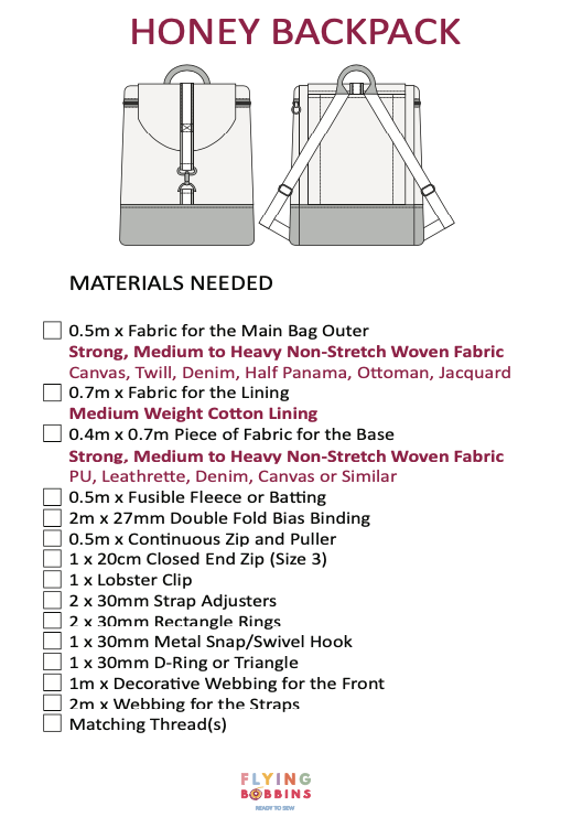 The Flying Bobbins Honey Backpack Pattern &amp; Tutorial-Sewing Pattern-Flying Bobbins Haberdashery