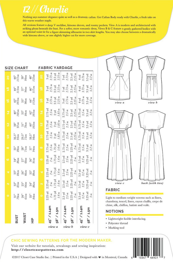 Charlie Caftan Kit - Palm Print-Dress-Flying Bobbins Haberdashery