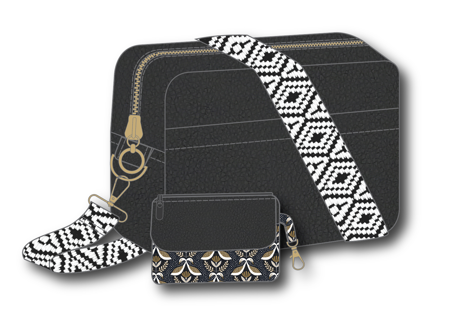 The Flying Bobbins Amber Cross-Body Bag Making Kit - Black-Sewing Kit-Flying Bobbins Haberdashery