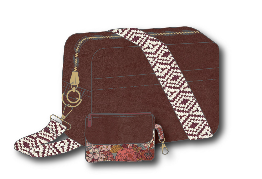 The Flying Bobbins Amber Cross-Body Bag Making Kit - Burgundy-Sewing Kit-Flying Bobbins Haberdashery