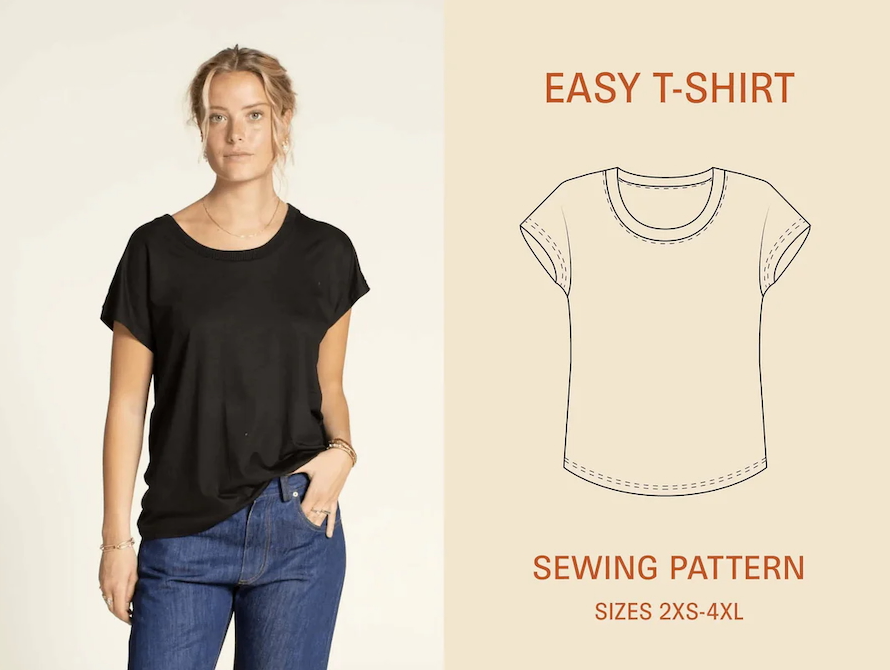 Easy T-Shirt Kit - Cotton Jersey In Blue Marl-Sewing Kit-Flying Bobbins Haberdashery