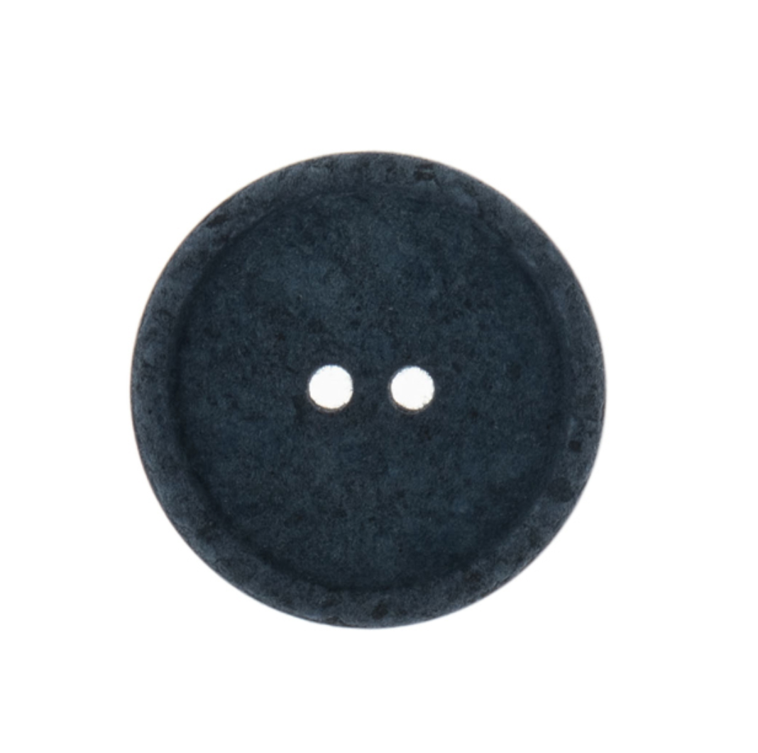 2-Hole, 15mm - Eco Recycled Cotton Button, Navy-Button-Flying Bobbins Haberdashery