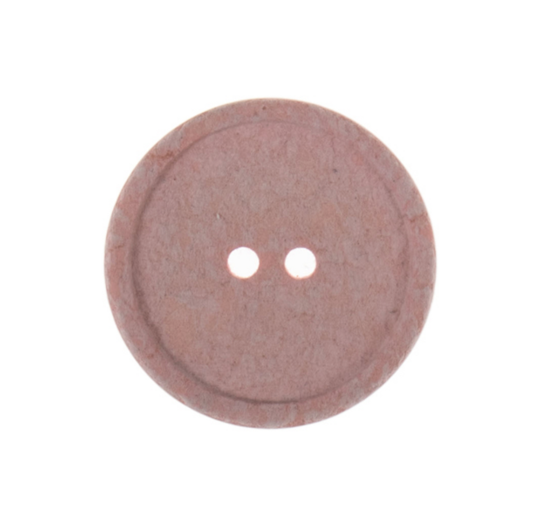 2-Hole, 15mm - Eco Recycled Cotton Button, Pink-Button-Flying Bobbins Haberdashery