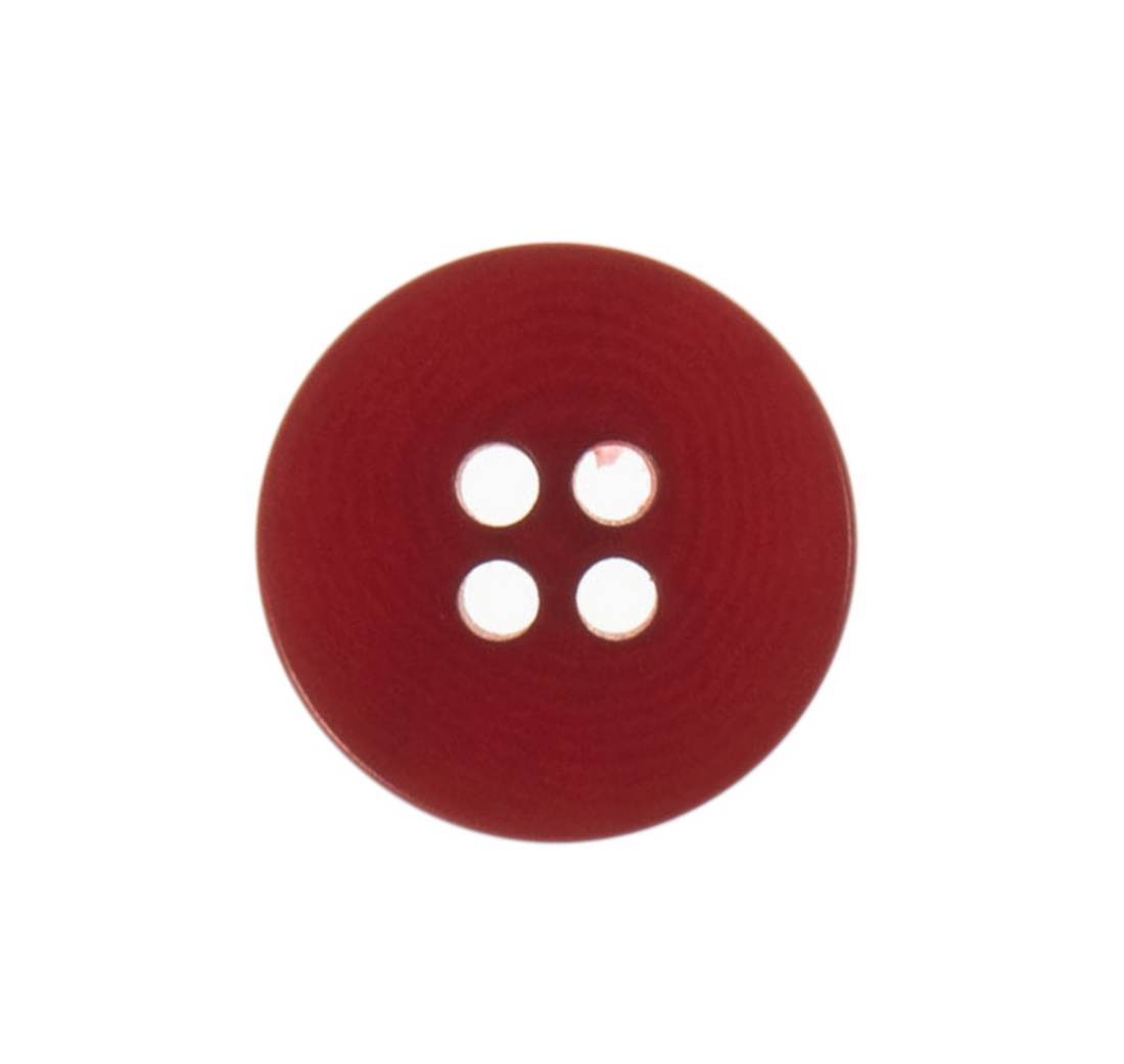 4-Hole, 15mm - Eco-Conscious, Corozo Button, Red-Button-Flying Bobbins Haberdashery