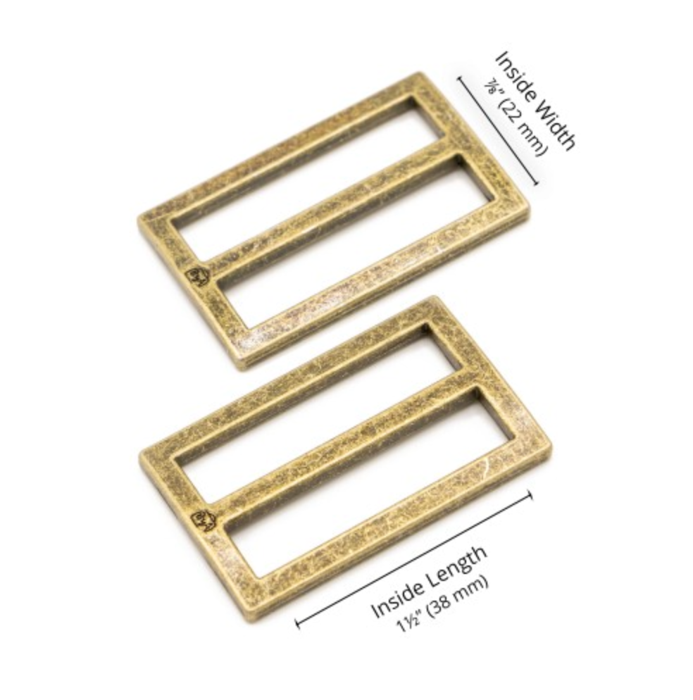 ByAnnie 38mm Sliders, Pack of 2 in Antique Brass-Trim-Flying Bobbins Haberdashery
