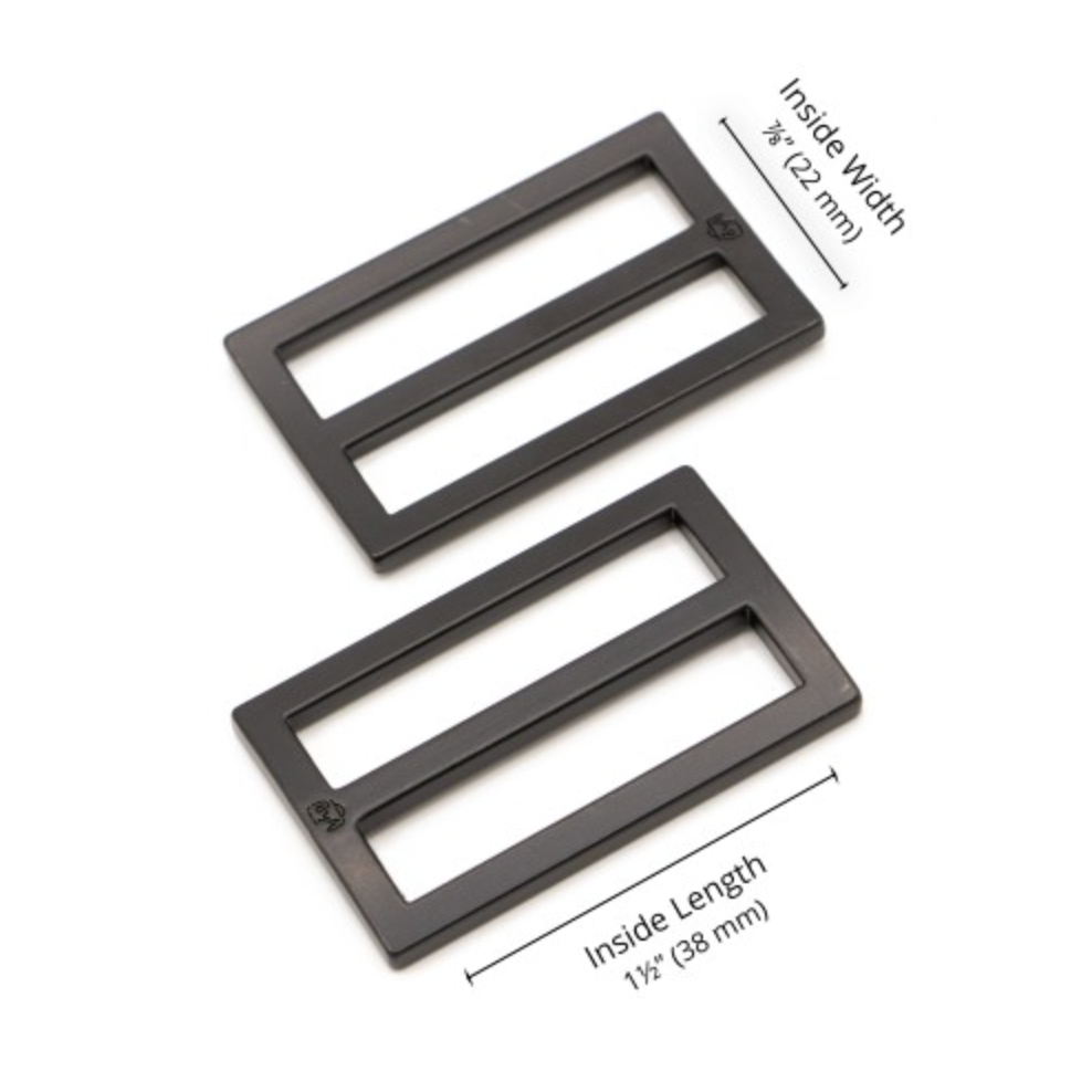 ByAnnie 38mm Sliders, Pack of 2 in Black Metal-Trim-Flying Bobbins Haberdashery