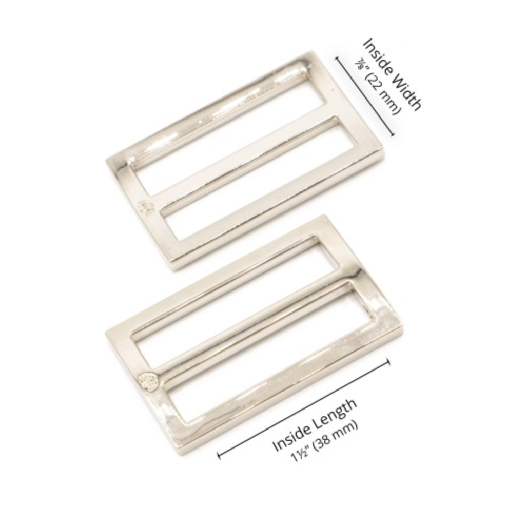 ByAnnie 38mm Sliders, Pack of 2 in Nickel-Trim-Flying Bobbins Haberdashery