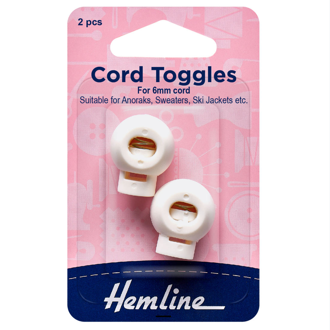 Hemline Cord Toggles in White-Trim-Flying Bobbins Haberdashery