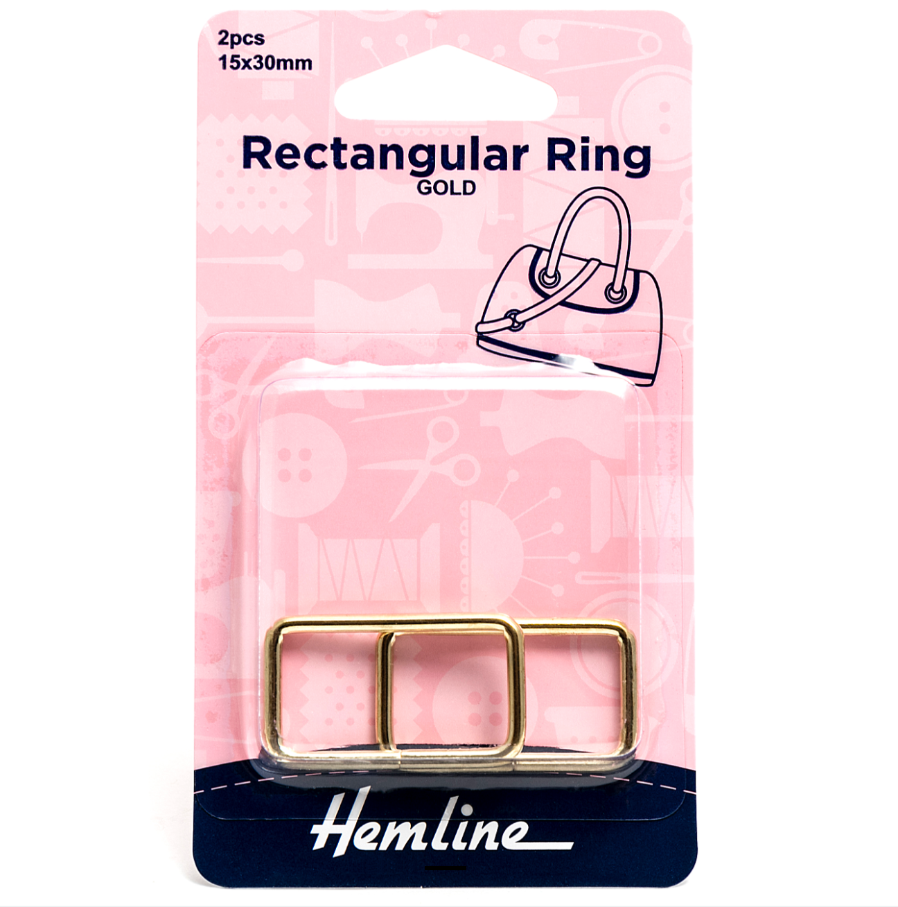 Hemline Rectangular Rings, 30mm, Gold-Trim-Flying Bobbins Haberdashery